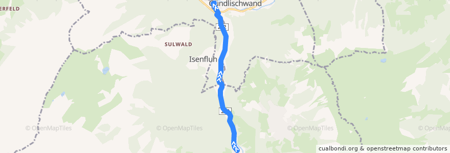 Mapa del recorrido Bus 311: Lauterbrunnen => Zweilütschinen de la línea  en Verwaltungskreis Interlaken-Oberhasli.