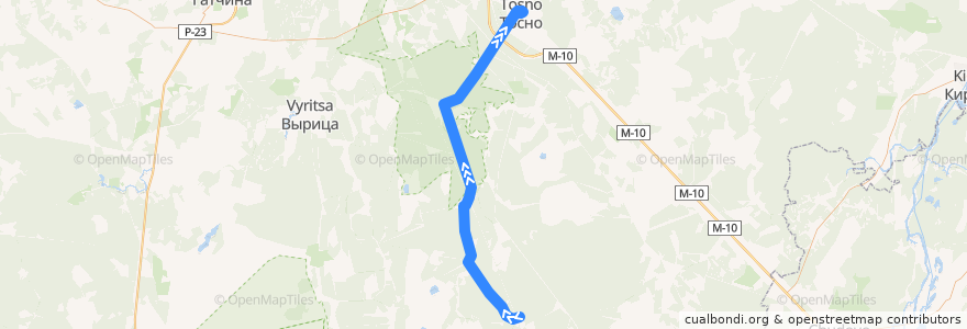 Mapa del recorrido Автобус № 311: Радофинниково => Тосно de la línea  en Лисинское сельское поселение.