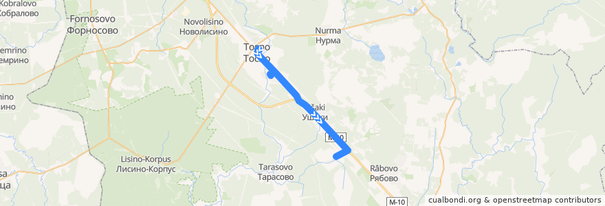 Mapa del recorrido Автобус № 314: Тосно => Ушаки => Георгиевское de la línea  en Тосненское городское поселение.