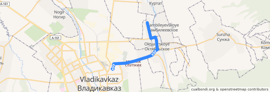 Mapa del recorrido №111 г.Владикавказ-с.ИР (прямой) de la línea  en Северная Осетия — Алания.