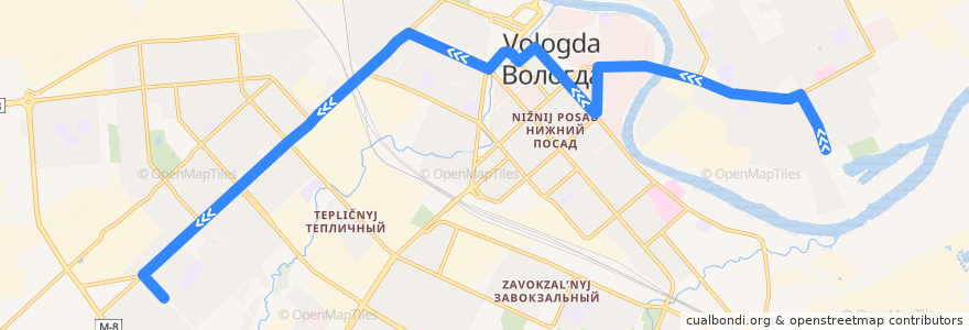 Mapa del recorrido Автобус №19: Разина - Возрождения de la línea  en городской округ Вологда.