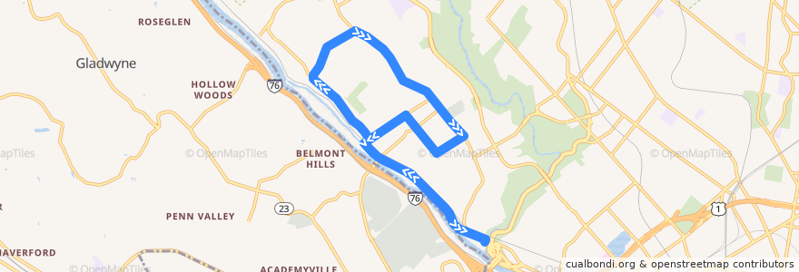 Mapa del recorrido SEPTA 35 (Manayunk Roxborough Loop) de la línea  en Philadelphia County.