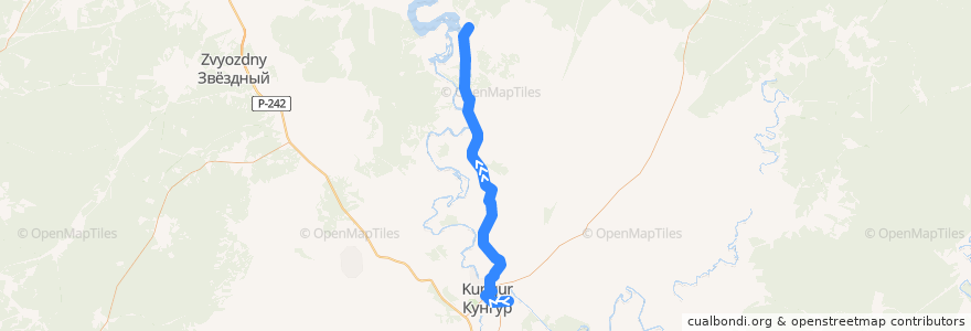 Mapa del recorrido Кунгур- Насадка de la línea  en Кунгурский муниципальный округ.