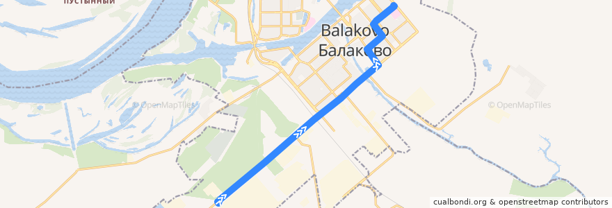 Mapa del recorrido Троллейбус №6 Химволокно => 7 микрорайон de la línea  en городское поселение Балаково.