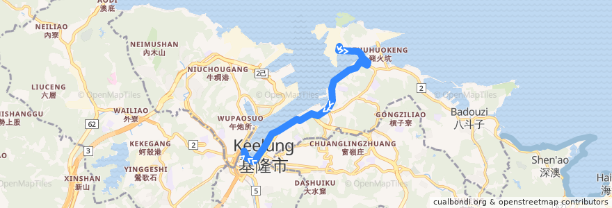 Mapa del recorrido 基隆公車 101 和平島[經中正路] (返程) de la línea  en 中華民國12浬領海外界線.