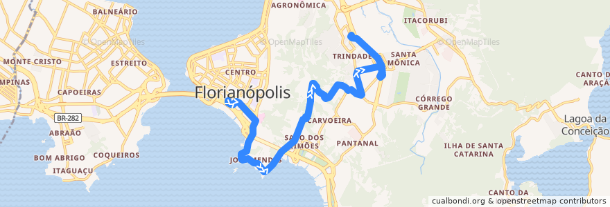 Mapa del recorrido Ônibus 191: Transcaeira, TICEN=>TITRI de la línea  en فلوريانوبوليس.