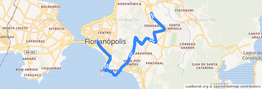 Mapa del recorrido Ônibus 191: Transcaeira, TITRI=>TICEN de la línea  en 플로리아노폴리스.