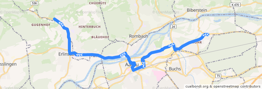 Mapa del recorrido Bus 2: Rohr AG => Erlinsbach de la línea  en Aargau.