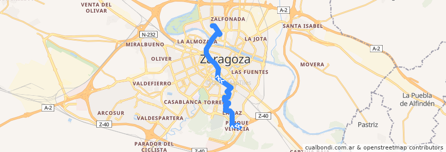 Mapa del recorrido Bus 23: Parque Venecia => Actur-Rey Fernando de la línea  en Zaragoza.