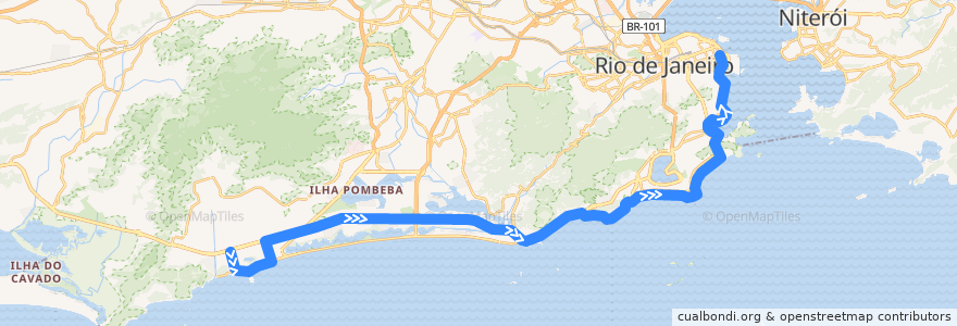 Mapa del recorrido Ônibus 2329 - Recreio → Castelo de la línea  en Río de Janeiro.