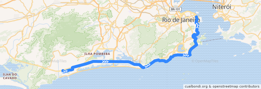 Mapa del recorrido Ônibus 2333 - Recreio → Castelo de la línea  en Río de Janeiro.