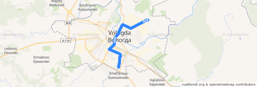 Mapa del recorrido Автобус №13: Доронино - Осаново de la línea  en городской округ Вологда.