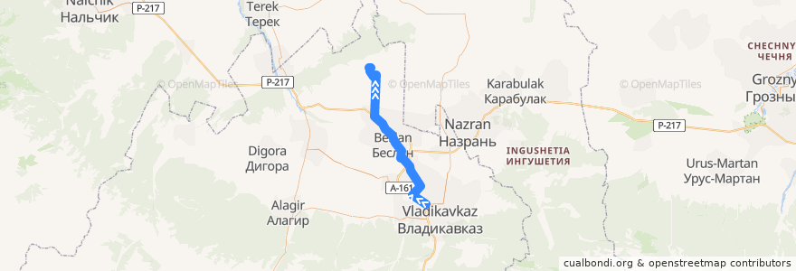 Mapa del recorrido №183 г.Владикавказ-с.Раздзог (обратный) de la línea  en Северная Осетия — Алания.