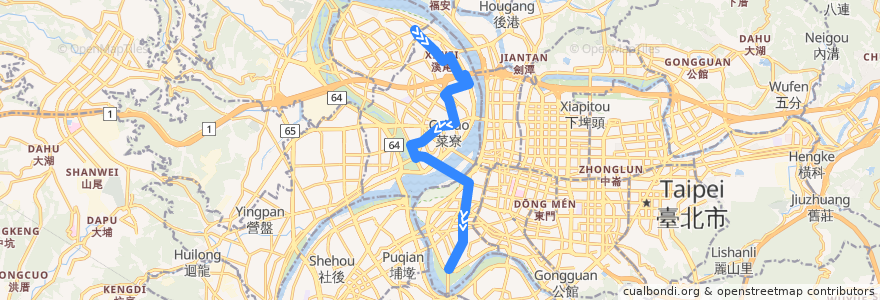 Mapa del recorrido 新北市 62 三重-東園 (往程) de la línea  en 新北市.