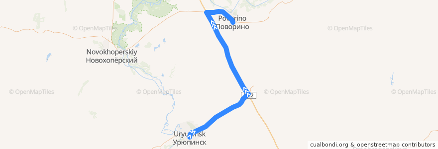 Mapa del recorrido Урюпинск – Поворино de la línea  en روسيا.