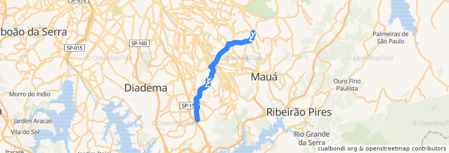 Mapa del recorrido São Mateus - Ferrazópolis de la línea  en Região Imediata de São Paulo.