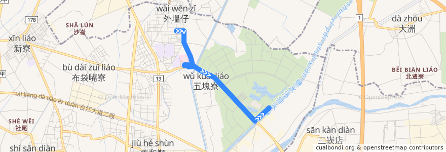 Mapa del recorrido 18路(延駛歷史博物館_往程) de la línea  en 安南區.