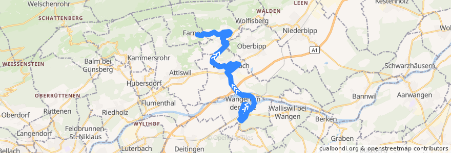 Mapa del recorrido Bus 58: Wangen an der Aare => Farnern de la línea  en Arrondissement administratif de Haute-Argovie.