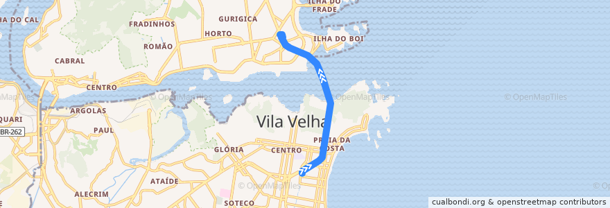 Mapa del recorrido 400 Vila Velha / Praia Stª Helena via 3ª Ponte de la línea  en Região Metropolitana da Grande Vitória.