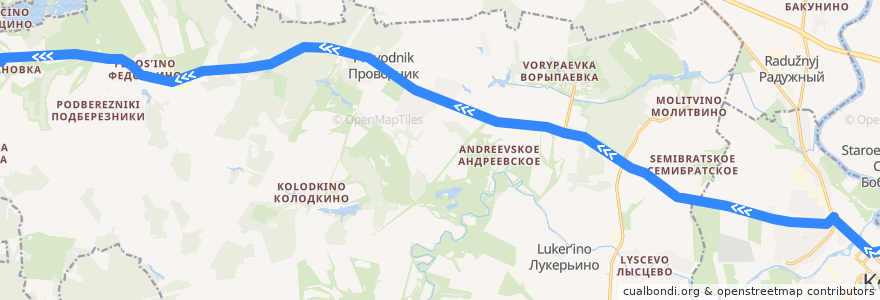 Mapa del recorrido Автобус: № 24 «Коломна (Старая Коломна) – Богдановка» de la línea  en городской округ Коломна.