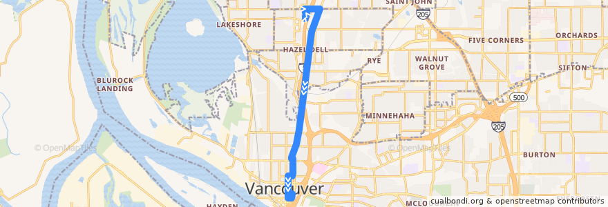 Mapa del recorrido Bus 71: 99th Street Transit Center => Vancouver City Center de la línea  en Clark County.