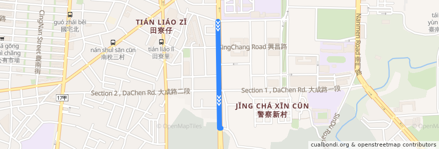 Mapa del recorrido 15路(延駛大成路口_往程) de la línea  en 南區.