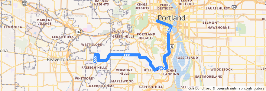 Mapa del recorrido Bus 55: Raleigh Hills => Portland de la línea  en Portland.