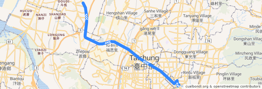 Mapa del recorrido 300路 (往靜宜大學_返程) de la línea  en Taichung.