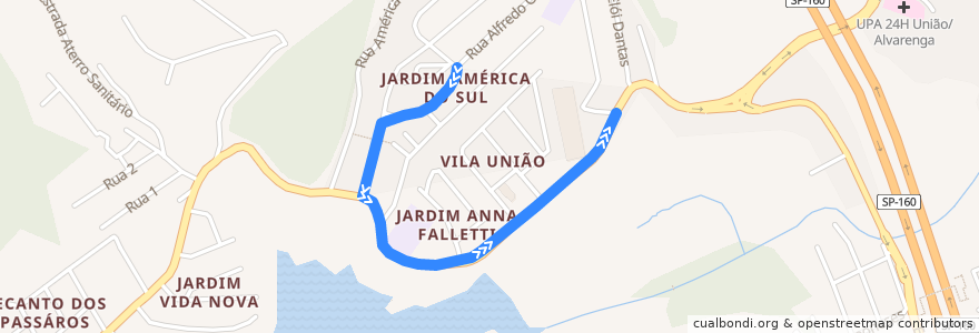 Mapa del recorrido 05: Jd. Laura /J. de Barro - Paço de la línea  en São Bernardo do Campo.