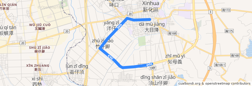 Mapa del recorrido 綠16(繞駛統一花園社區_返程) de la línea  en 신화구.