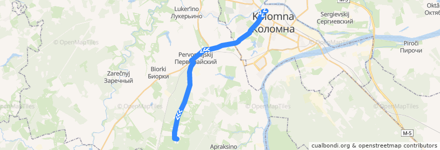 Mapa del recorrido Автобус: № 23 «Коломна (Старая Коломна) – Большое Карасёво» de la línea  en городской округ Коломна.