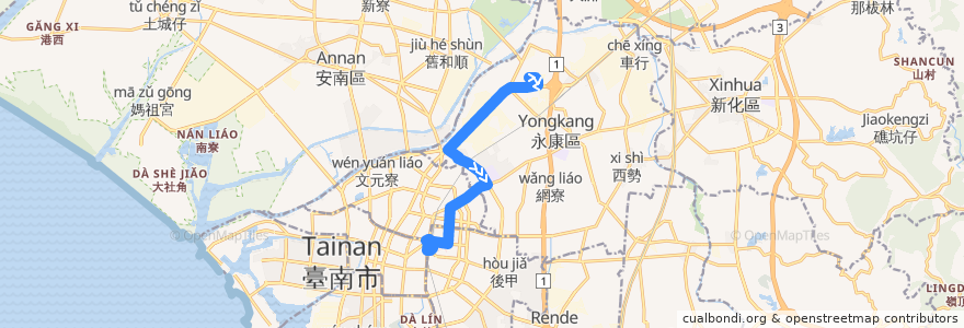 Mapa del recorrido 5路(往鹽行_返程) de la línea  en Tainan.