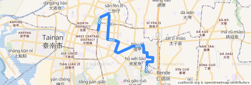 Mapa del recorrido 6路(往仁德轉運站_返程) de la línea  en 東區.