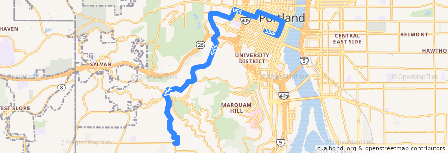 Mapa del recorrido Bus 51: Portland => Dosch & Hamilton de la línea  en Portland.