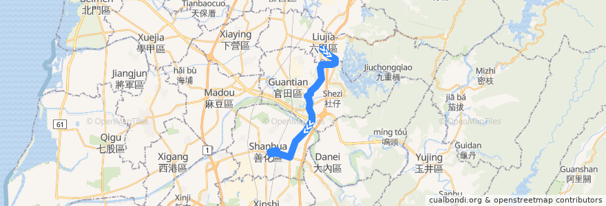 Mapa del recorrido 橘5(返程) de la línea  en Tainan.