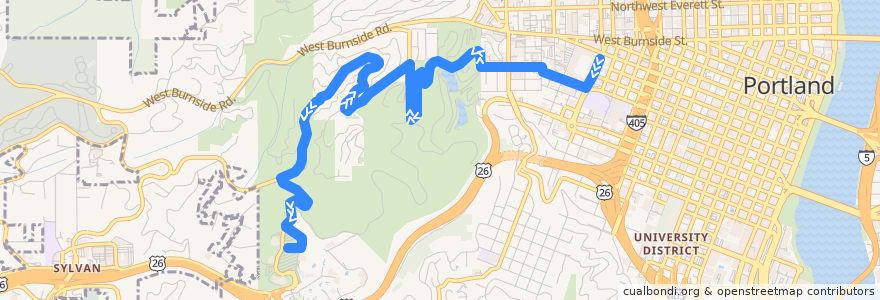 Mapa del recorrido Bus 63: Providence Park => Wahington Park de la línea  en Portland.