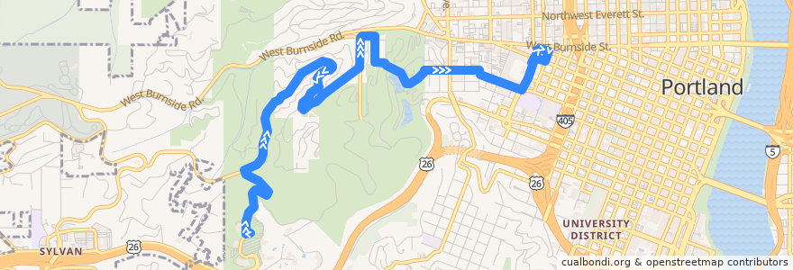 Mapa del recorrido Bus 63: Washington Park => Providence Park de la línea  en Portland.