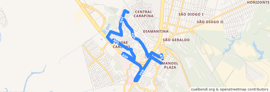 Mapa del recorrido 844A - Terminal Carapina / André Carloni via Carapina de la línea  en Серра.