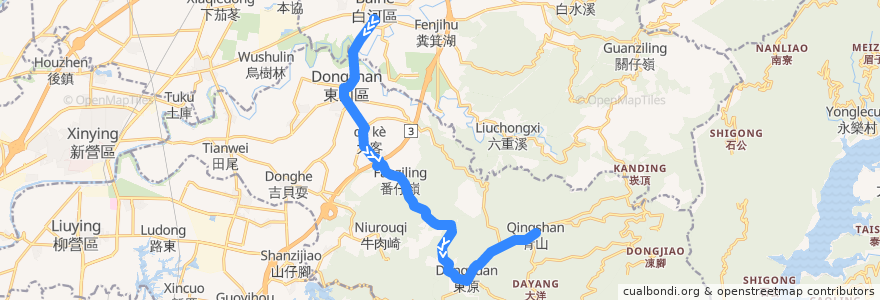 Mapa del recorrido 黃11(正線_往程) de la línea  en District de Dongshan.