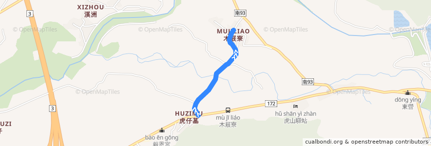 Mapa del recorrido 黃12(行駛福顯宮_往程) de la línea  en 白河区.