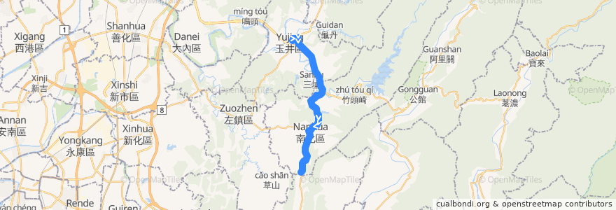 Mapa del recorrido 綠27(往茄苳橋_往程) de la línea  en Tainan.