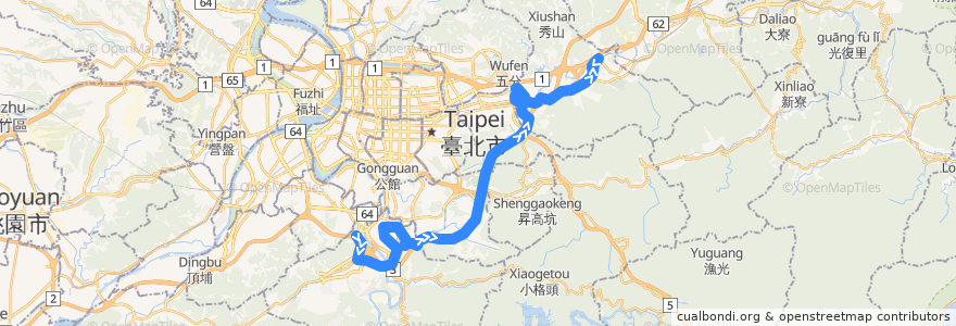 Mapa del recorrido 新北市 951 新店-汐止 (往程) de la línea  en Neu-Taipeh.