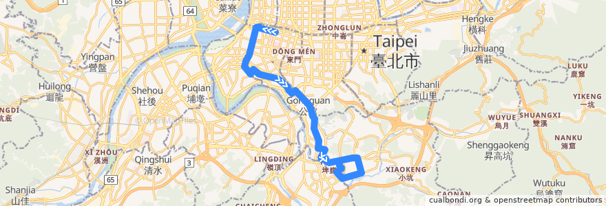 Mapa del recorrido 臺北市 253 景美女中-台北車站 (返程) de la línea  en Taipé.