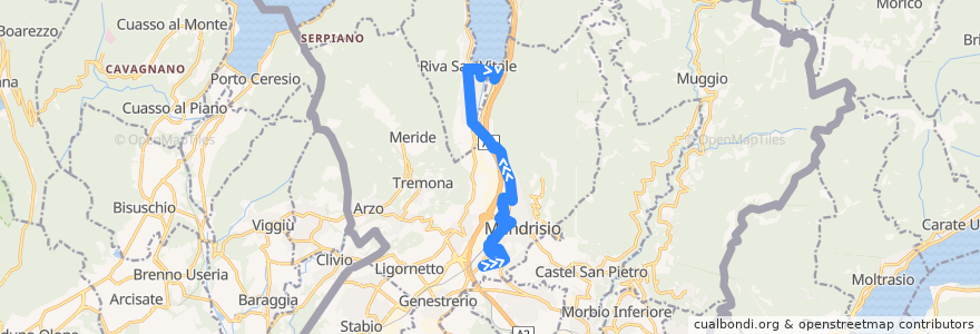 Mapa del recorrido Linea 531: Mendrisio OSC - Riva S. Vitale - Capolago de la línea  en Mendrisio.