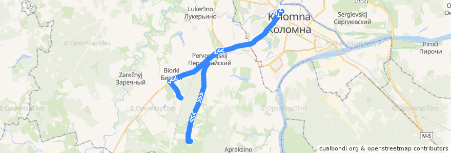 Mapa del recorrido Автобус: № 48 «Коломна (Старая Коломна) – Лесной, заезд в Карасёво» de la línea  en городской округ Коломна.