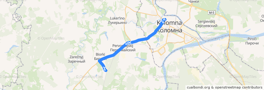 Mapa del recorrido Автобус: № 48 «Коломна (Старая Коломна) – Лесной» de la línea  en городской округ Коломна.