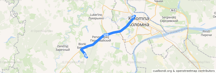 Mapa del recorrido Автобус: № 48 «Лесной – Коломна (Старая Коломна)» de la línea  en городской округ Коломна.