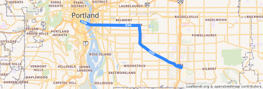 Mapa del recorrido Bus 14: Portland => Lents de la línea  en Portland.