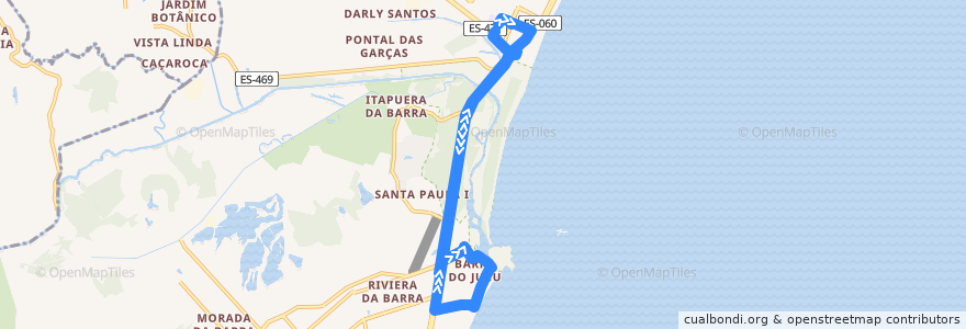 Mapa del recorrido 609 Terminal Itaparica / Barra do Jucu - Circular de la línea  en Vila Velha.