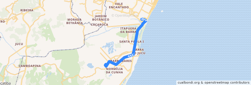 Mapa del recorrido 617 Terminal Itaparica / João Goulart via Avenida Califórnia de la línea  en Vila Velha.